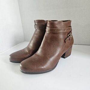 Naturalizer SOUL Brown Ankle Booties with Studded Strap - Size 10